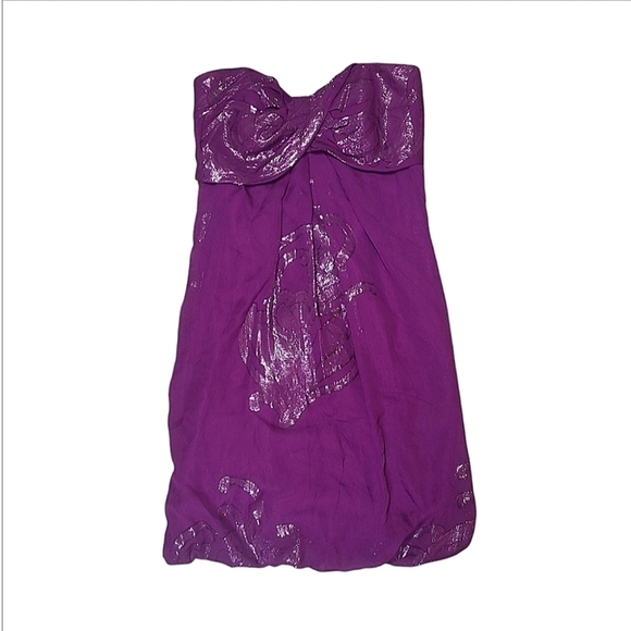 Nicole Miller Diossa Luna Strapless Mini Dress Magenta Purple Size 0 - Picture 4 of 14